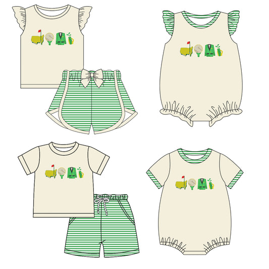 2.12 custom each style moq 5eta 4-6week Sibling Sister baby girl short sleeve shorts sets and sets 2 and boy romper and girl romper match design