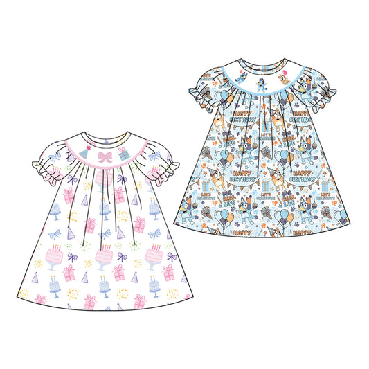 1.17 custom each style moq 5eta 4-6week Sibling Sister baby girl short sleeve dress 1 and dress 2 match family design