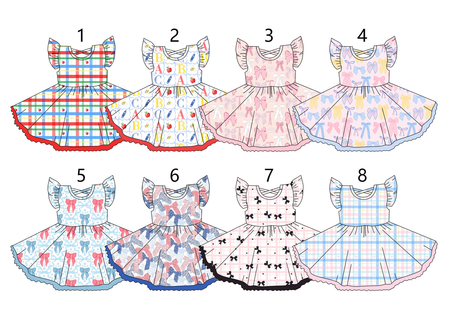 3.7 custom each style moq 5eta 4-6week Sibling Sister baby girls short sleeve dress and dress 6 match design