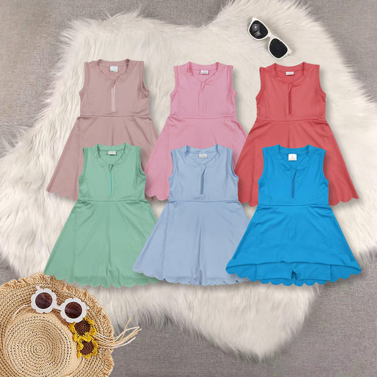 RTS NO MOQ baby girl clothes yoga suspender skirt sets