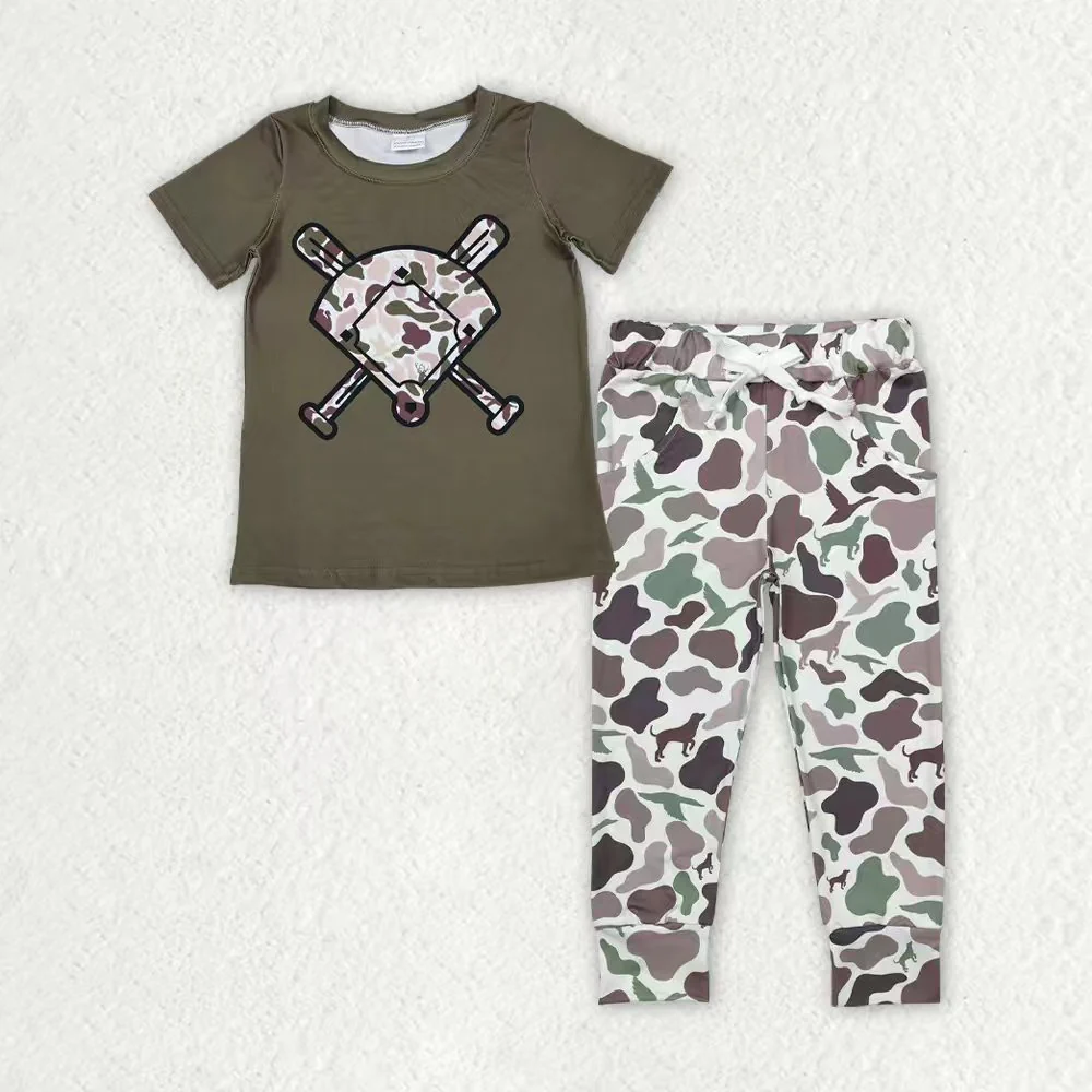 RTS NO MOQ Sibling Baby boy clothes camouflage short-sleeved pants sets