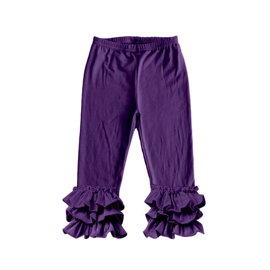 Deadline: February 8th Solid color pleated trousers purple ruffle pants