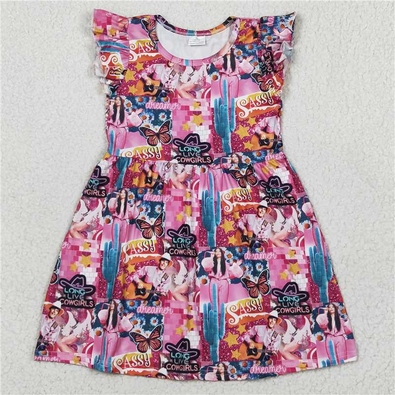 RTS SALES NO MOQ G1-2-8 Cactus Butterfly Female Singer Pink Flying Sleeve Dress 仙人掌蝴蝶女歌手粉色飞袖裙