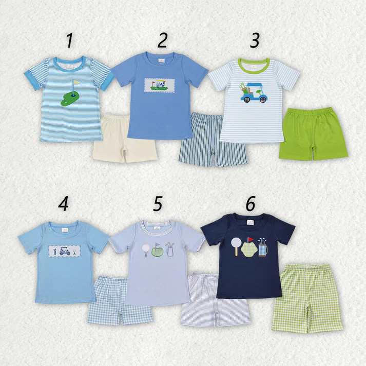 RTS NO MOQ Baby Girls and Boys Summer Short Sleeve Shorts Sets