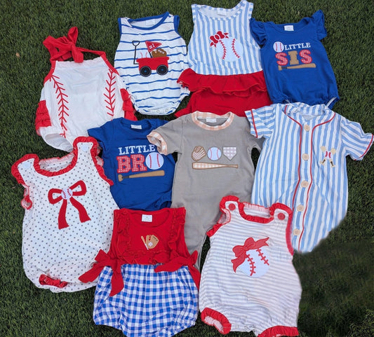 RTS NO MOQ Baby boy clothes baseball Shorts Sleeve Romper Mixed Sizes