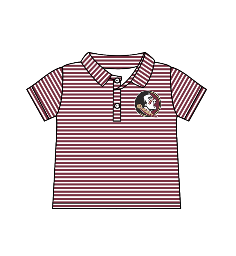 custom moq 3 eta 6-8weeks baby boy clothes team brick red striped short sleeve top-25.4.29