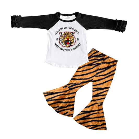 Custom moq 3 eat about 6/8weeks moq 5 eta 5/6weeks Girls' black and white long sleeve and long pants set