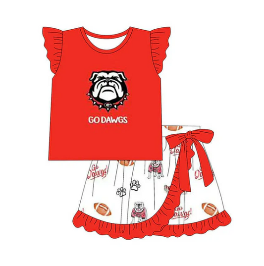 PRE ORDER Deadline August 3 close custom no moq Children's boutique clothing Red short-sleeved shorts suit