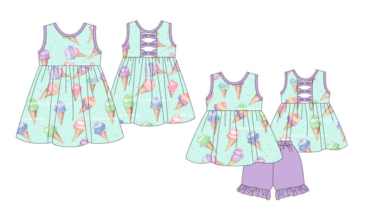 1.9 custom each style moq 5eta 4-6week Sibling Sister baby girl short sleeve shorts sets and dresses match design