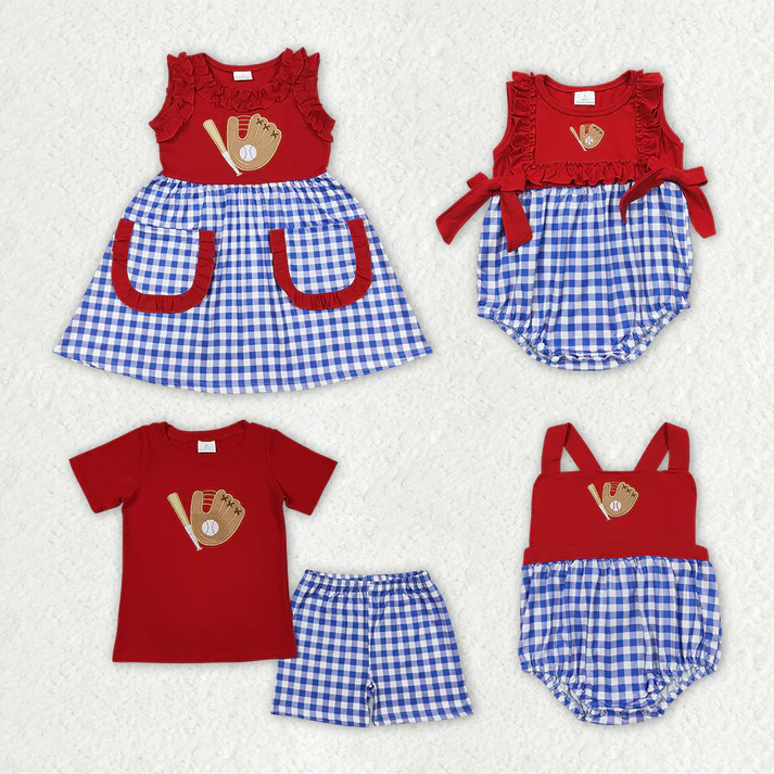 RTS NO MOQ embroidery short-sleeved shorts suit & short-sleeved sets and romper dress