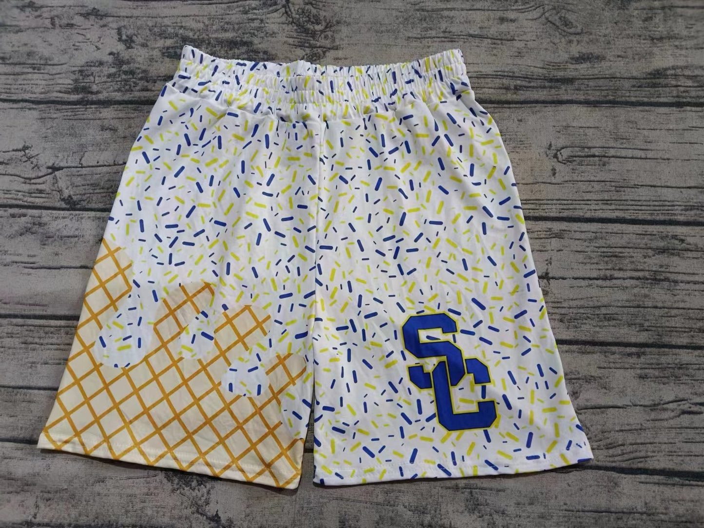 Custom moq 3 eta 6-7weeks kids and adult Gold White Beach Summer Shorts