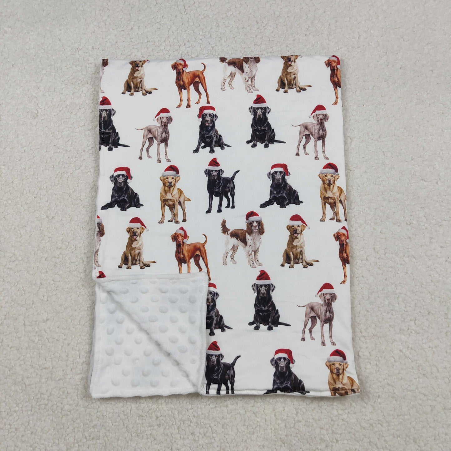 RTS NO MOQ（In Stock) BL0176 White Christmas puppy baby blanket