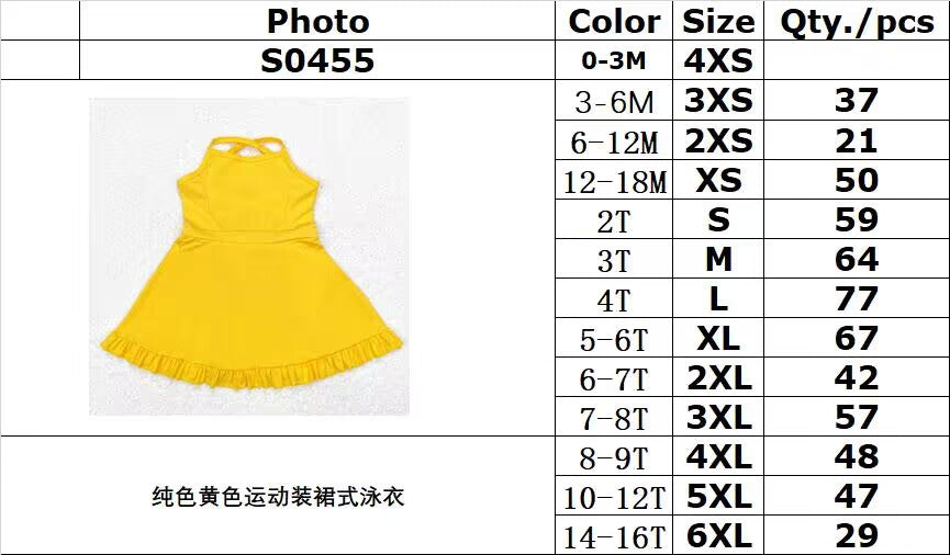 RTS NO MOQ ETA 5-7DAYS ARRIVED S0455 Solid yellow sportswear skirt swimsuit