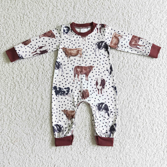 RTS NO MOQ Baby Boys Alpine Yak-Cactus Long Romper