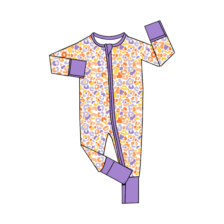 5.14custom each style moq 5eta 4-5week Sibling Sister Color leopard print purple girls and boys outfits and baby romper and dress match family design