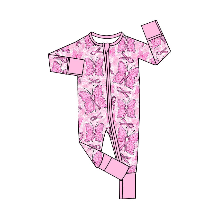 5.3custom each style moq 5eta 4-5week pink butterfly prints pink girls long sleeves long pants and baby romper