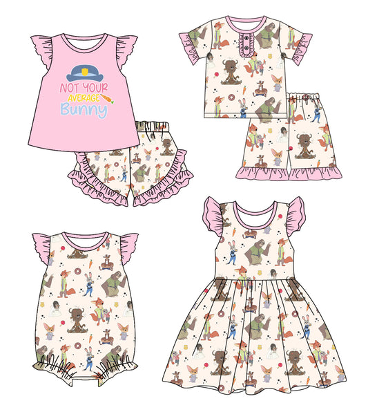 12.28 custom each style moq 5eta 4-6week Sibling Sister BUNNY baby girl short sleeve shorts sets and sets 2 and girls romper and boy romper and dress match design
