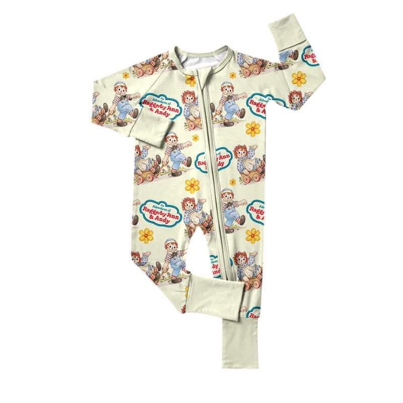 5.15custom each style moq 5eta 4-5week Sibling Sister Smiley doll child print beige boys outfits and baby romper and blanket match family design