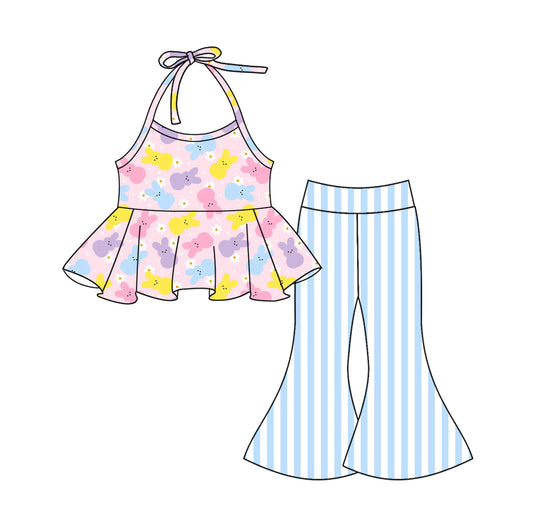 26.1.5 custom each style moq 5 eta 6-8week Sibling Sisters easter baby girl short sleeve pants sets 3 match family design