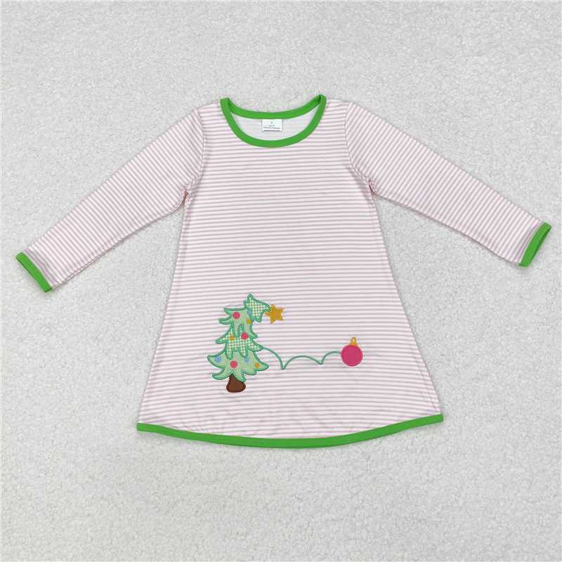 RTS NO MOQ（In Stock) GLD0704 Christmas Embroidered Long-Sleeved Dress