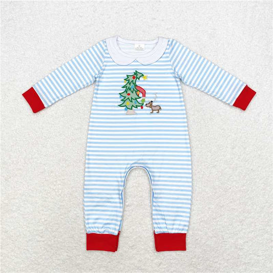 RTS NO MOQ（In Stock) LR1564 Embroidered Christmas long-sleeved jumpsuit