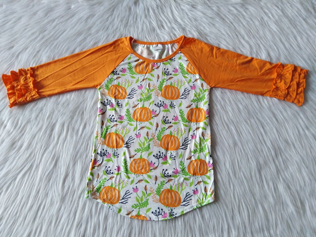 RTS SALES NO MOQ G3-20-5] Pumpkin lace long sleeves