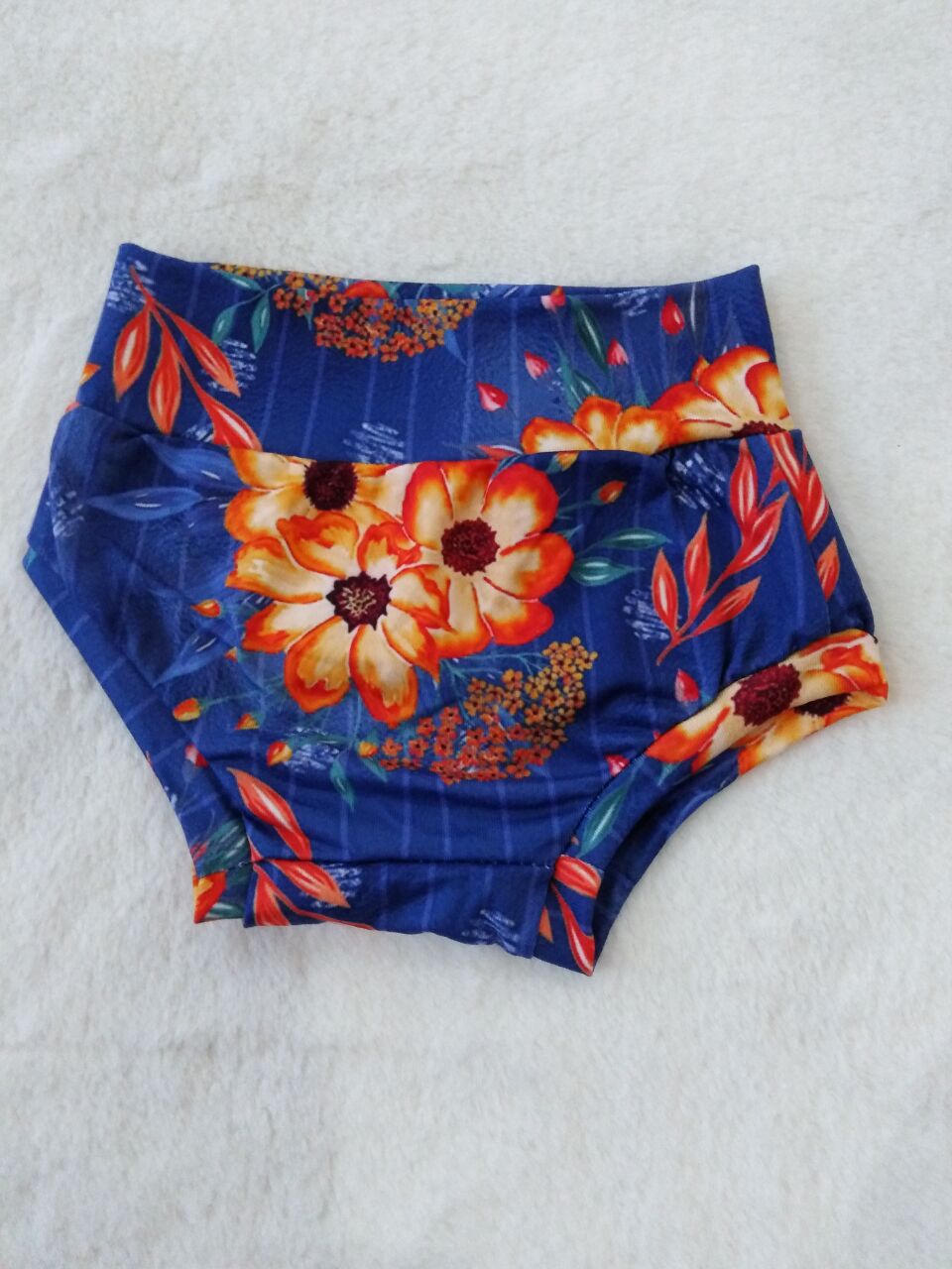 G2-4-9.. Flame flower blue pants