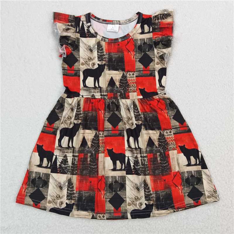 Dog tree plaid flying sleeve dress 狗树格子飞袖裙