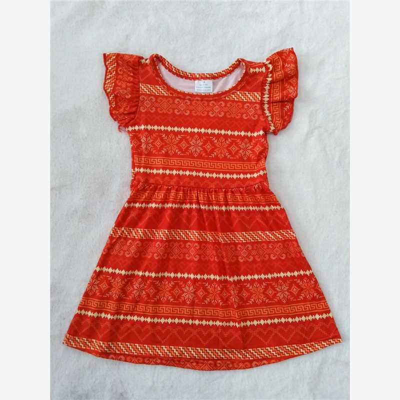 RTS SALES NO MOQ G2-7/* Orange flying sleeves dress