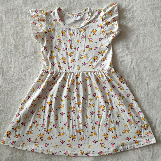 RTS SALES NO MOQ G2-11-2;; White flying sleeves dress with yellow and red flowers