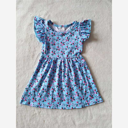 RTS SALES NO MOQ G2-11-3\ Flower ball blue flying sleeve dress