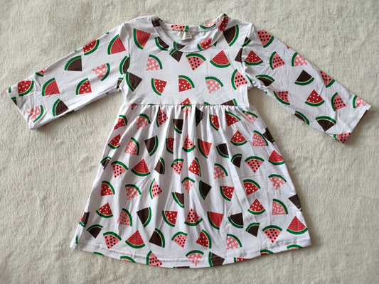 RTS NO MOQ SALES  G3-12* Watermelon white long-sleeved dress