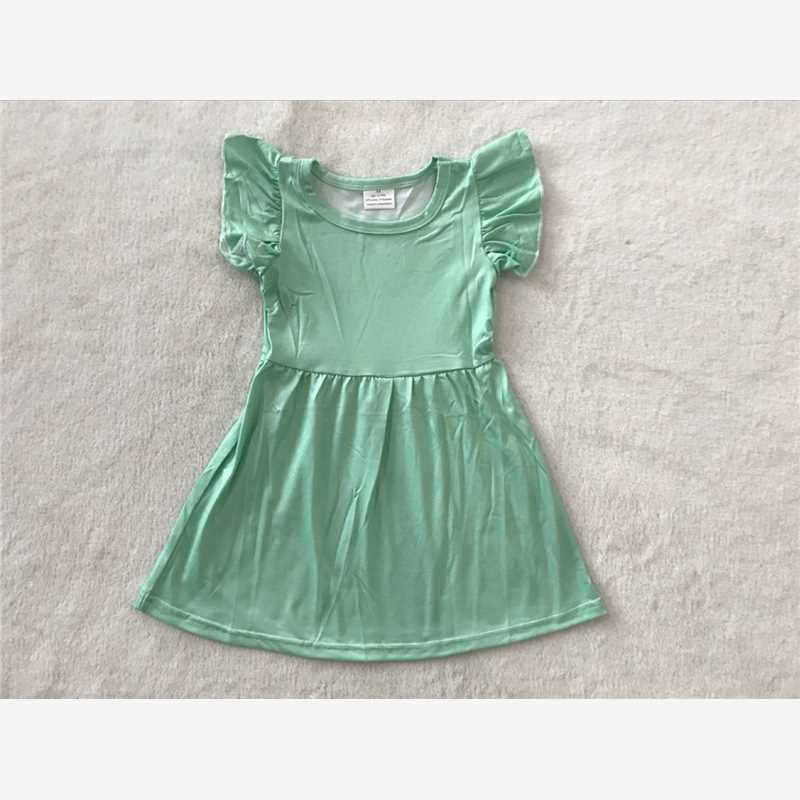 RTS SALES NO MOQ G2-23-9\ Pure green flying sleeves dress