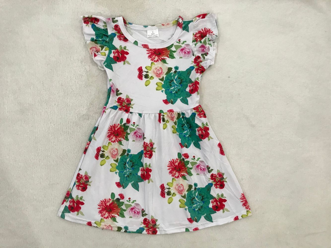 RTS SALES NO MOQ G2-19-9*/*' Basket green flying sleeves dress