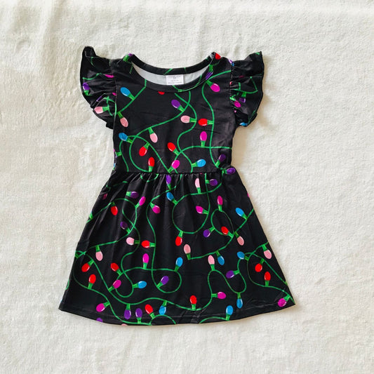 RTS SALES NO MOQ G3-23/* Purple, red, blue, small light bulb, black flying sleeves dress