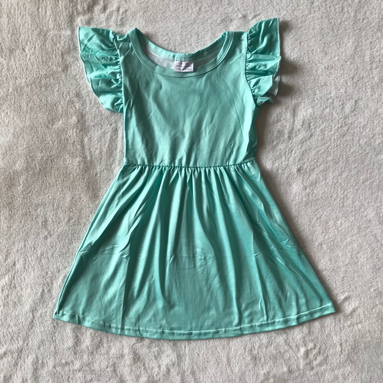 RTS SALES NO MOQ G4-3-1. Blue-green flying sleeve dress