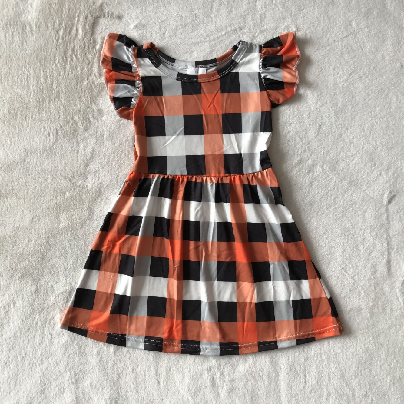 RTS SALES NO MOQ G3-23-5* Plaid flying sleeves dress in various colors