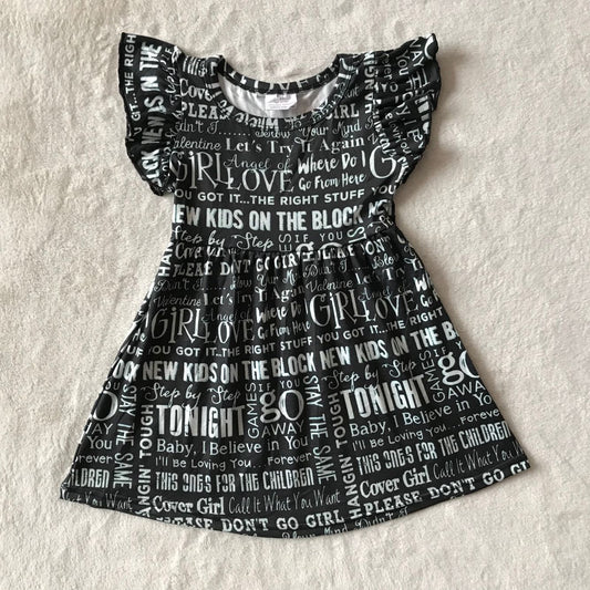 RTS SALES NO MOQ G4-3-*2. GIRL LOVE Green Spotted Letters Flying Sleeve Dress