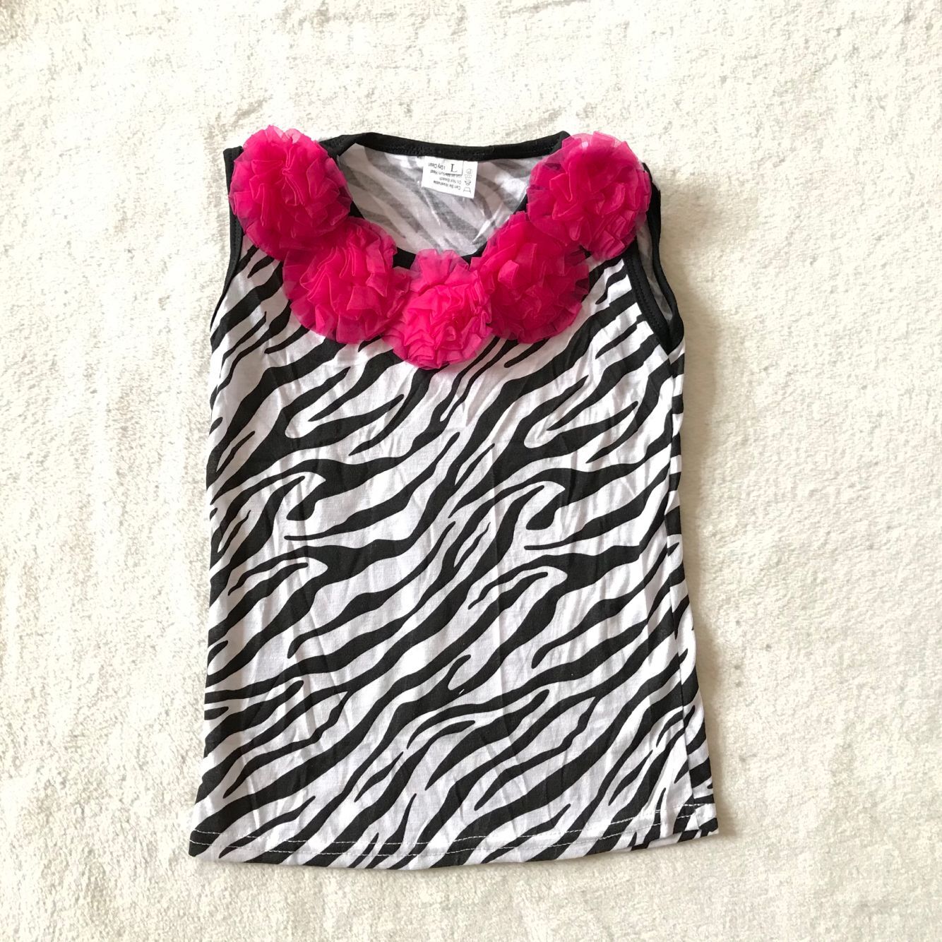 G5-7-1'; Rose red lace black striped sleeveless top