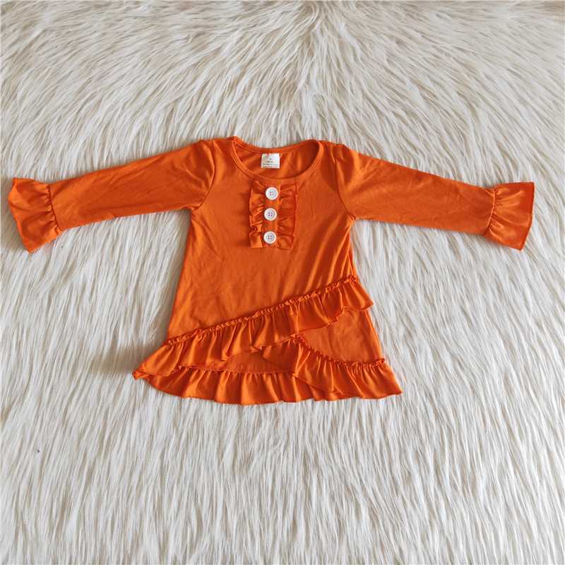 RTS SALES NO MOQ G3-16''\ White button orange lace long-sleeved top