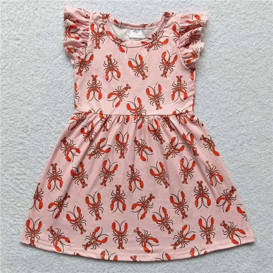 Lobster pink flying sleeve dress 龙虾粉色飞袖裙