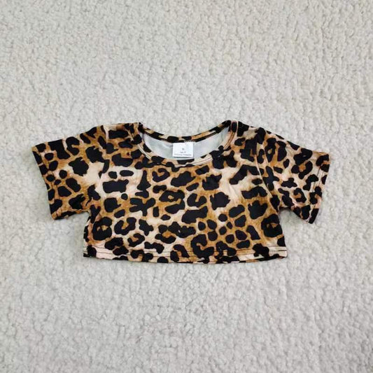 G3-7;[ Leopard print short-sleeved top