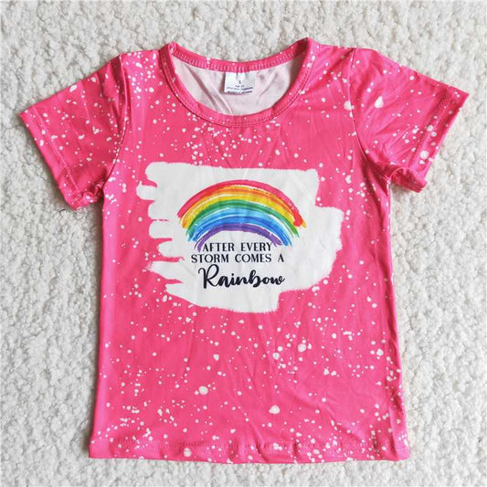 G2-3-2';. Rainbow letter rose red short sleeves