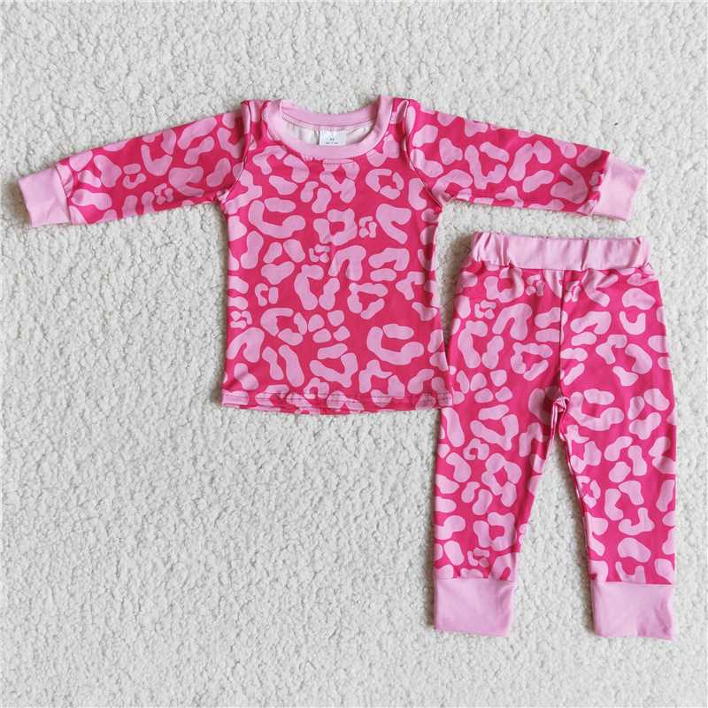 RTS NO MOQ Baby Girls Clothes Valentine Pink long-sleeved pants set