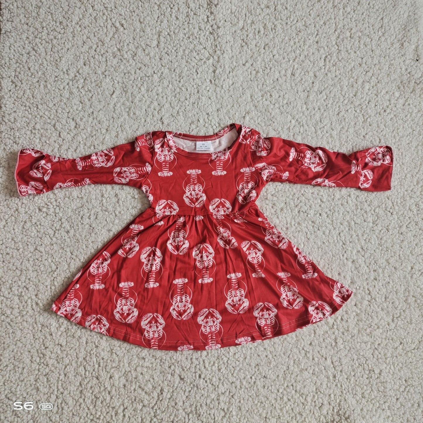 RTS NO MOQ SALES  G2-24-1..' Skull frame red long-sleeved dress