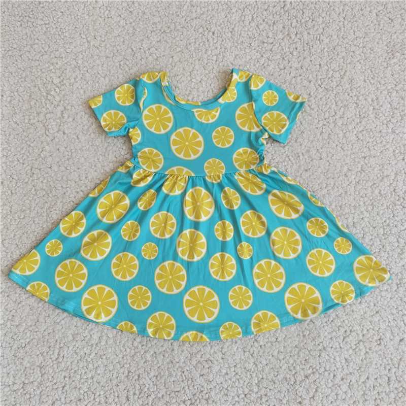 Lemon blue short-sleeved dress 柠檬蓝色短袖裙