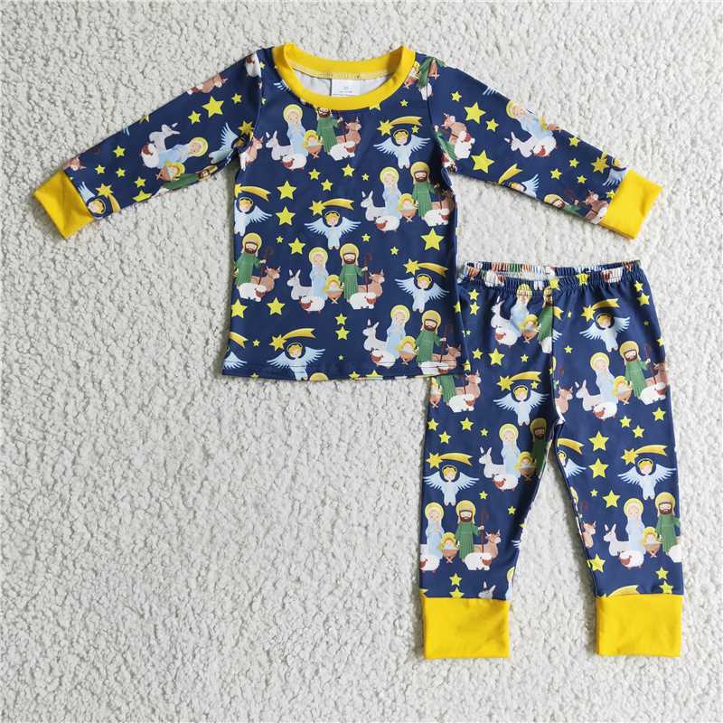 RTS NO MOQ Boys and Girls Angel Kids Pattern Long Sleeve Suit & Character Animal Pattern Long Sleeve Suit