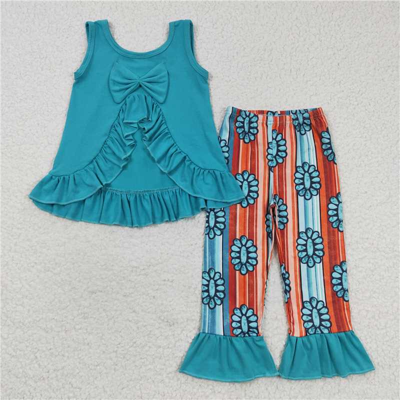 RTS NO MOQ Baby Girl Sleeveless Top Pants Pajamas Set