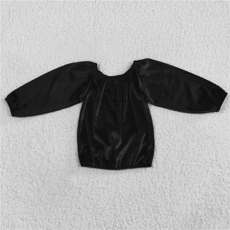 RTS NO MOQ GT0198 Black velvet off-shoulder top