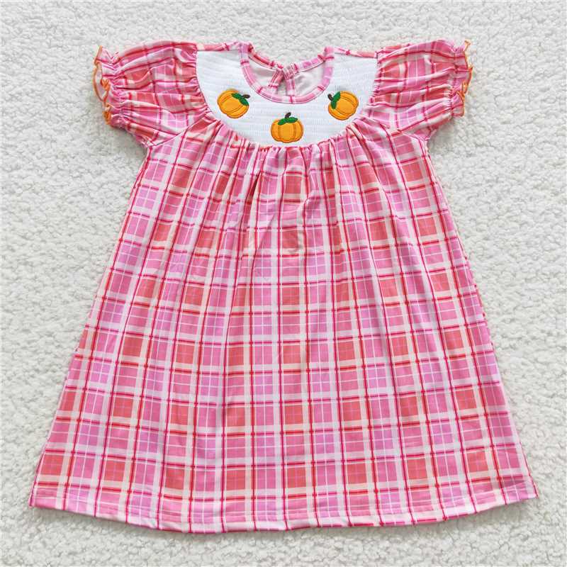 RTS NO MOQ Embroidery Autumn Series smocked style dress